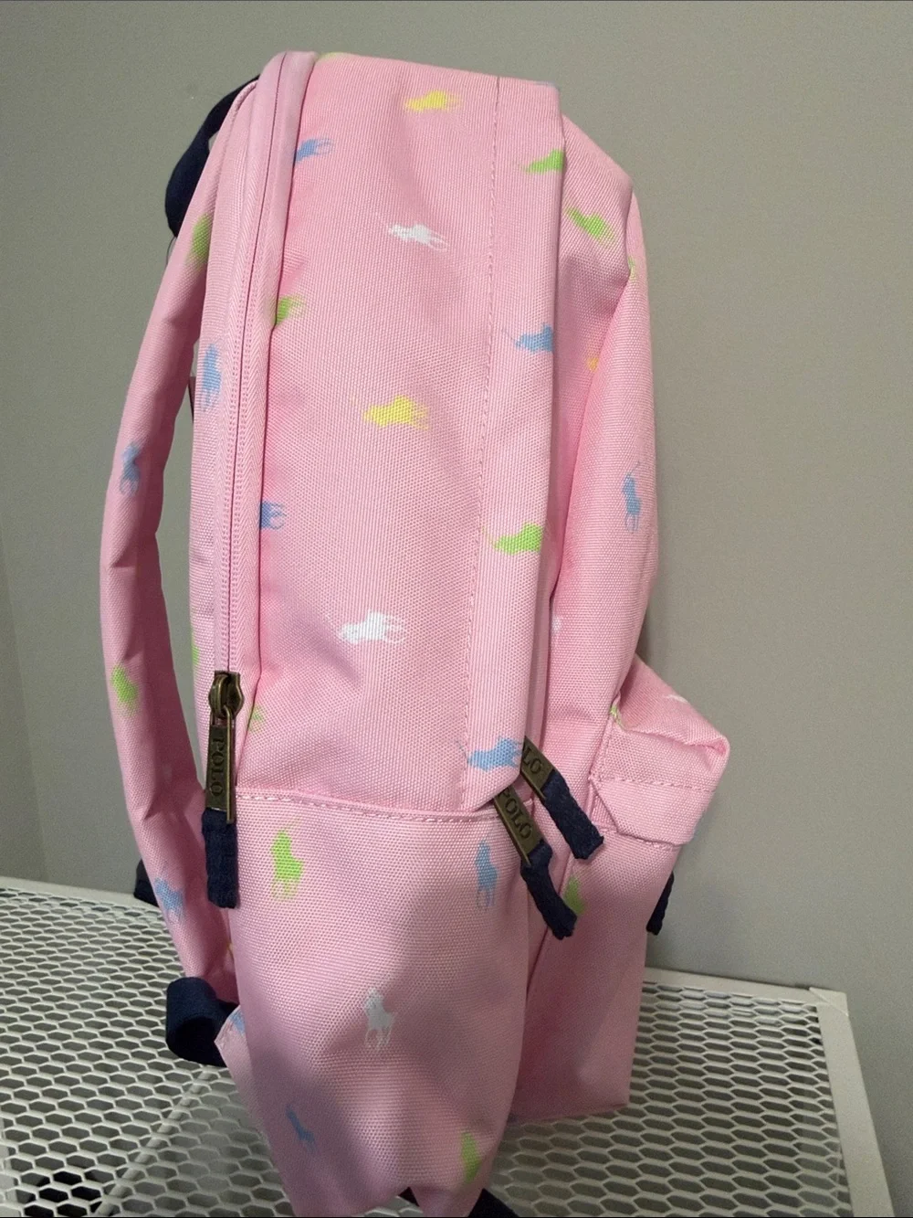 Ralph Lauren Pink Backpack with Multicolor Pony Motif